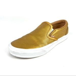 Vans Metallic Gold Slip On Womens size 8.5 Skate Shoe